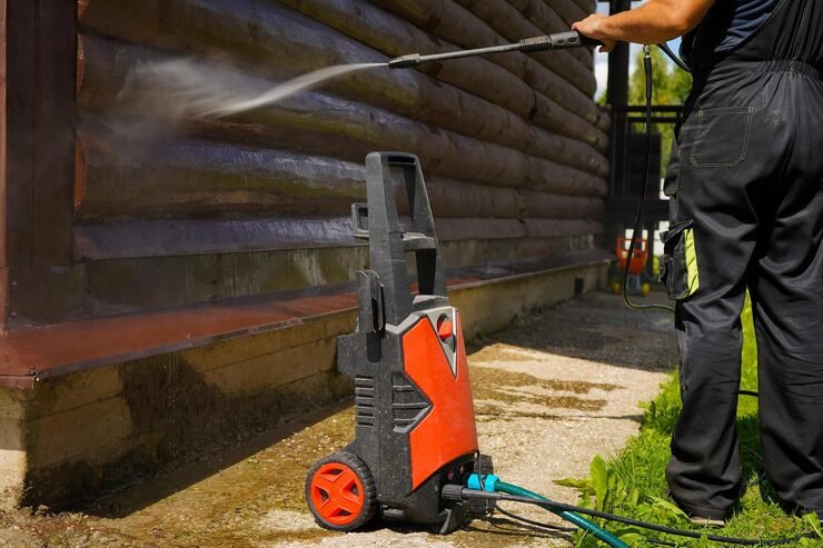 worker-with-highpressure-washer-cleaning-wooden-facade-house_615536-938 pressure washing services in Australia